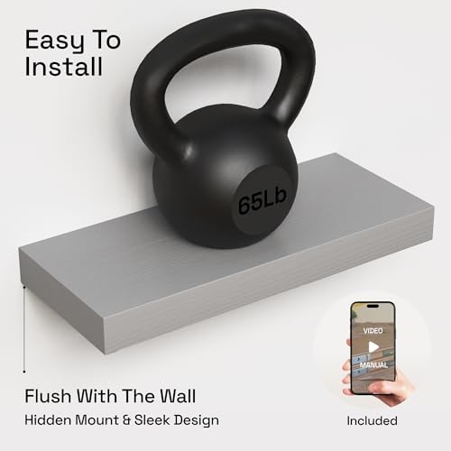 Solid Wood Floating Shelves for Wall 16 Inch Grey, Wooden Bathroom Shelf - Image 5