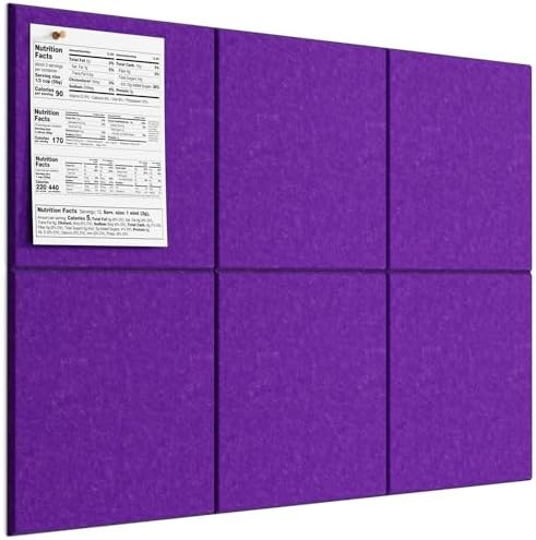 MaxGear Felt Bulletin Board 36" x 24", Violet Felt Wall Tiles Push Pins by MaxGear