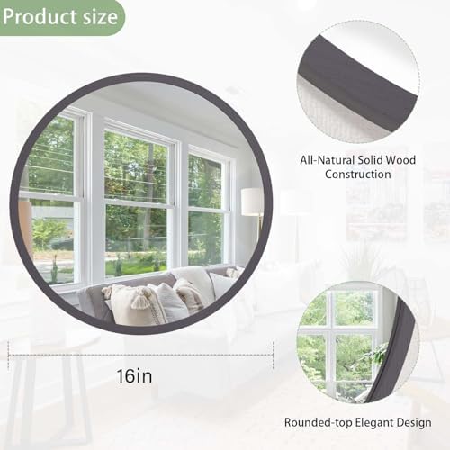 JJUUYOU Circle Wall Mirror 16 Inch Round Wall Mirror - Image 2