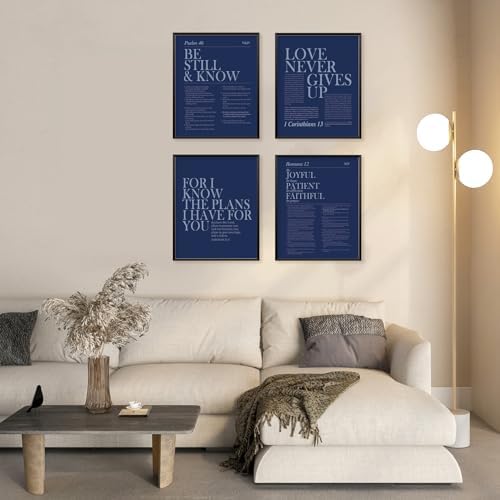Locomiss Navy Blue Christian Wall Art Decor, Modern Bible Verse Prints - Image 6