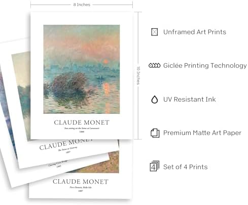 EVOLE HOME Claude Monet Art Prints, Unframed 8x10 Art Prints, Giclée Prints - Image 3
