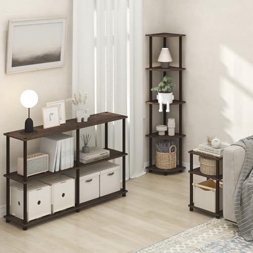 Furinno Turn-N-Tube Corner Shelf, 5-Tier Corner Bookshelf, Open Storage Shelves - Image 5