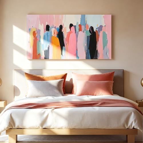 I@U Modern Colorful Wall Art Prints Minimalism Pink Canvas Wall Art Decor - Image 2