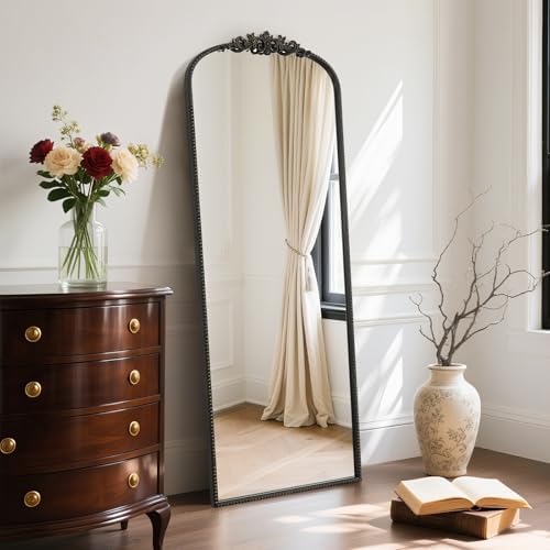 WallBeyond Arched Full Length Mirror Wall Mounted, 21x56 Inch Black Antique - Image 2