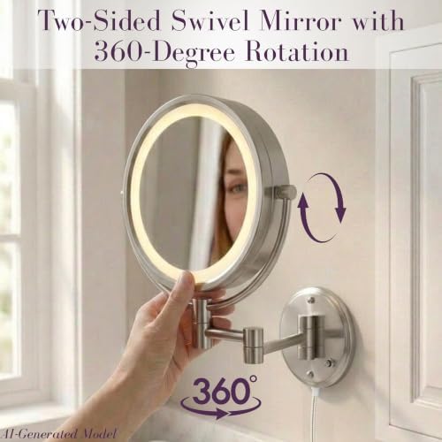 JERDON Lighted Wall-Mount Makeup Mirror - Image 7