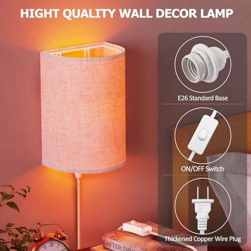 OCATO Plug in Wall Sconces Set of Two Wall Lights Lamp - Image 4