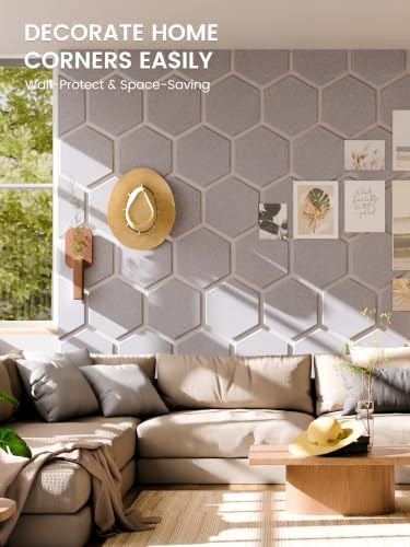 Fluxynara 12-Pack Hexagon Felt Bulletin Board Tiles, Soft Gray-1 - Image 4