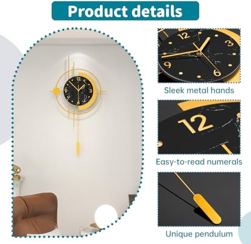 Large Modern Wall Clocks for Living Room Gold Silent Analog Clock - Image 5