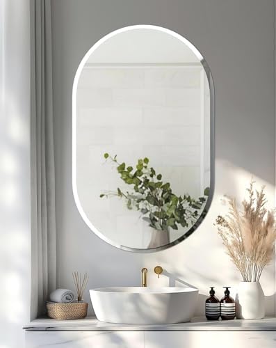 Frameless Oblong Wall Mirror: Modern Glass Mirror 31.5x19.7 inch by Artloge