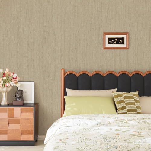 Livebor Grasscloth Peel and Stick Wallpaper Beige Brown Textured Contact Paper - Image 2