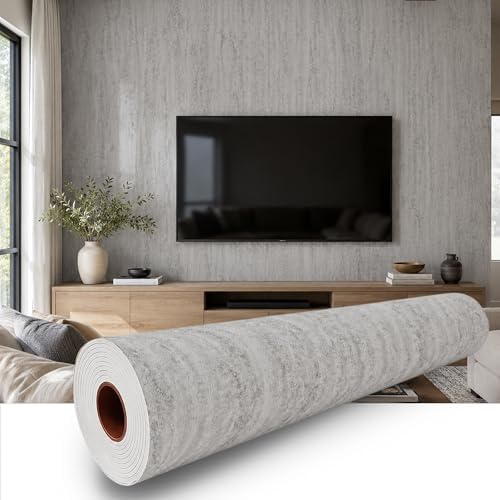 Gray Travertine Peel and Stick Wallpaper, 47.2 x 118 in by Qorqeous-PeelStickShine