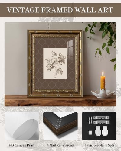 InSimSea Vintage Botanical Wall Art, Floral Sketch Canvas Print, 13x16 Inch - Image 3