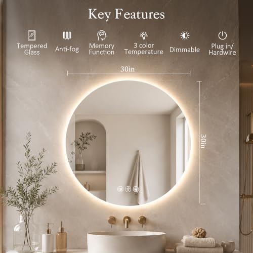 Saliwa Round LED Mirror for Bathroom - Image 2