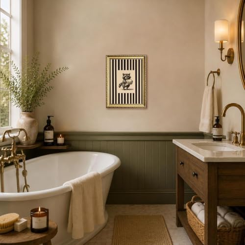 Funny Raccoon Bathroom Wall Art Cute Raccoon Holding Toilet Roll Wall Decor - Image 6