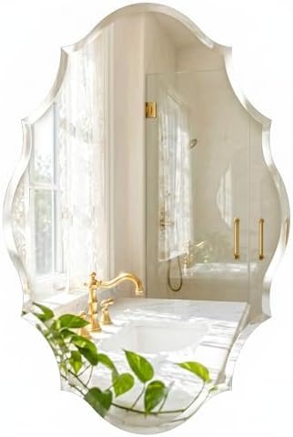 24" x 36" Large Scalloped Frameless Mirror by FurniXpress