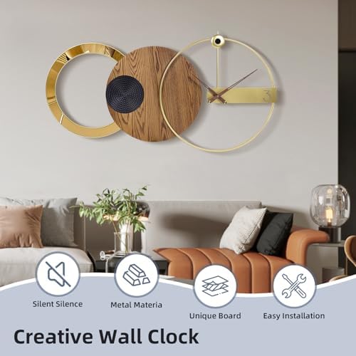 50"x22" Large Modern Silent Non-Ticking Wall Clock - Image 6