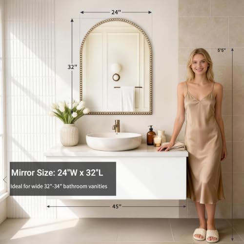 Arched Beaded Mirror for Bathroom - Image 3