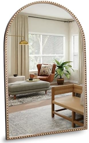 Antique Gold Arched Wall Mirror 24" x 36" by Wemily