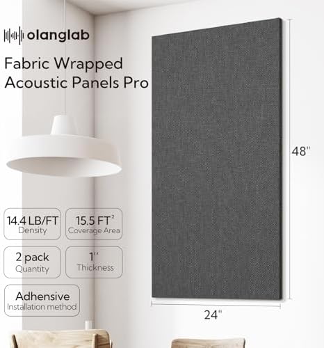 Olanglab Acoustic Panels 2 Pack, Fabric Wrapped Sound Proof Foam Panels - Image 2