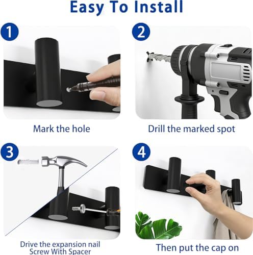 Matte Black Coat Rack Wall Mount - Image 7