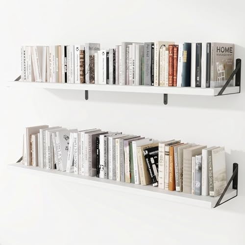Deep Wall Shelves 55"W x 8"D Engineered Wood Floating Shelves by Venusmiles