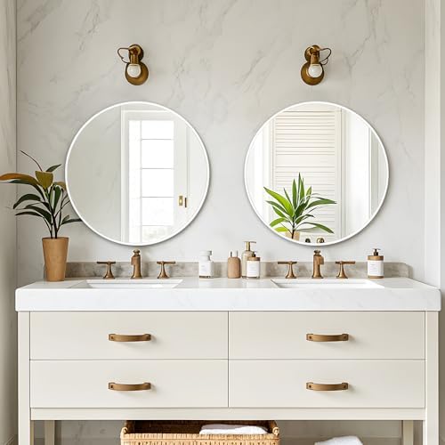 White Round Mirror 18 Inch, Wall Circle Mirror - Image 2