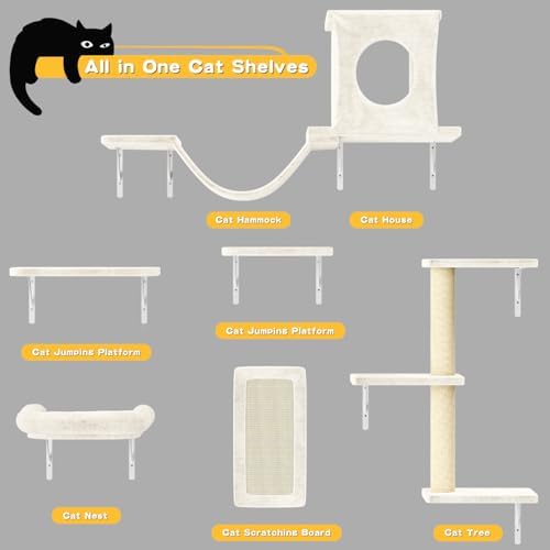 12-in-1 Cat Wall Shelves, Wall Mounted Cat Climber - Image 4