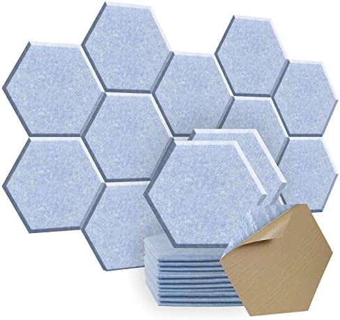 SHJADE 12 Pack Acoustic Panel Self-Adhesive, Hexagon Sound Proof Padding by SHJADE