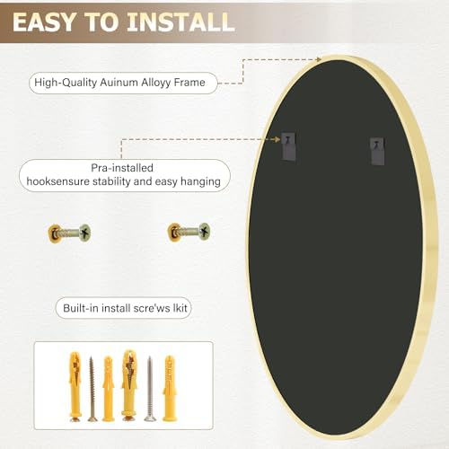 XRAMFY 36 Inch Round Mirror-Gold Circle Mirrors - Image 5