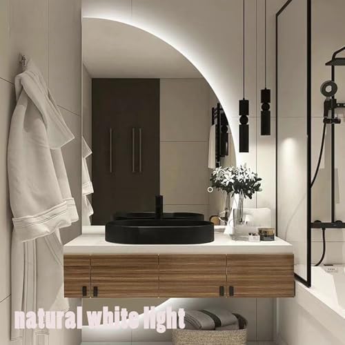 39in Half Moon LED Mirror, Half Moon Wall Mirror, Left Semicircle - Image 3
