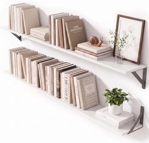 White Wall Shelves 48x6 Inch Large by Unknown