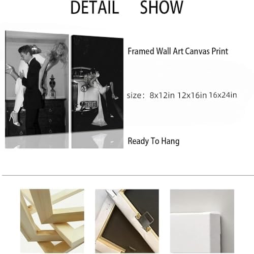 2pcs Fashion Vintage Wall arts Black and White Posters Prints Couple Canvas - Image 2