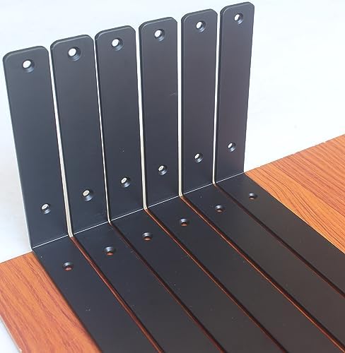 16 Pack - L 14" x H 8" x W1.5, 5mm Thick Black L Shelf Bracket, Iron Shelf - Image 7