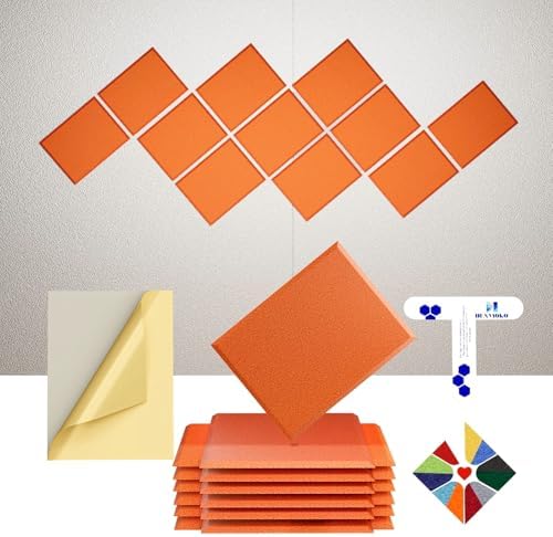 12 Pack Self-Adhesive Acoustic Panels, 2nd Generation Sound Absorbing Panel by DEXMOKO