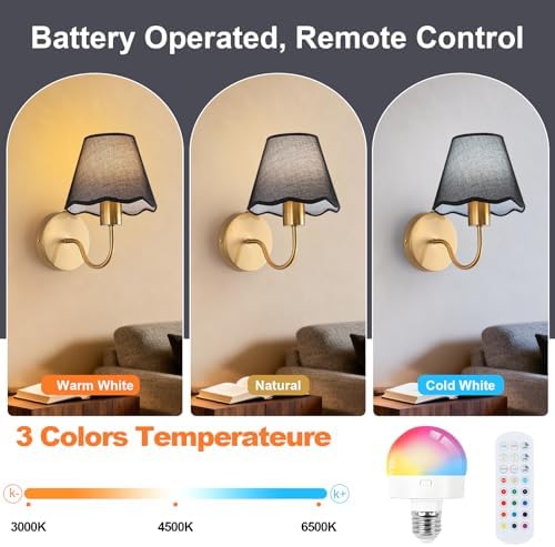 ADISUN Battery Operated Wall Sconce Set of 2, Wireless Wall Lights - Image 3