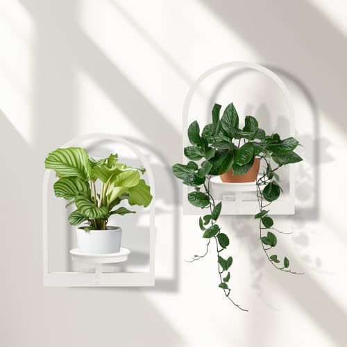 Floating Shelves for Wall Plant Stand Indoor Set of 2 by STORENIZATION