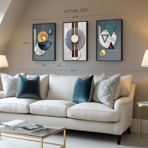 Framed Modern Wall Art for Living Room, 3 Piece 16x24 In - Image 2