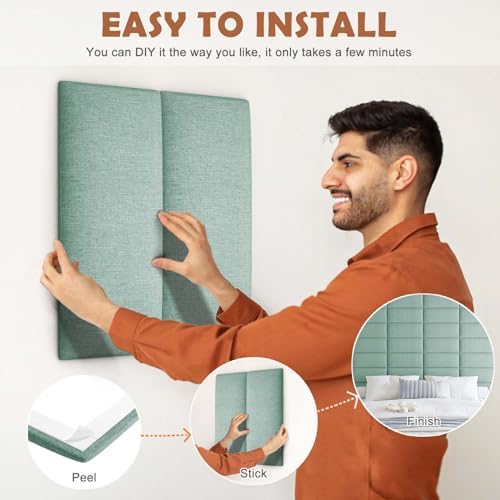 IFNOW Wall Mounted Headboard, Peel and Stick Panels, Grass Green - Image 6