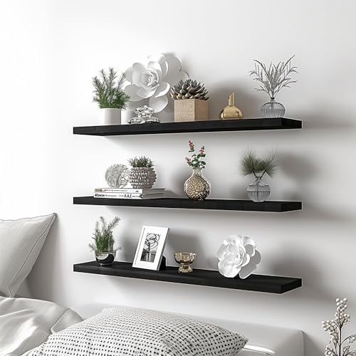 YYWUOJJ Wood Floating Shelves for Wall Decor, Rustic Wall Shelves for Bedroom - Image 5