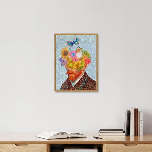 KBKBART Gold Framed Van Gogh Wall Art, Vintage Abstract Wheat Field - Image 5