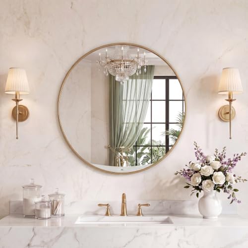Sweetcrispy 24 Inch Round Wall Mirror, Bathroom Mirrors by Sweetcrispy