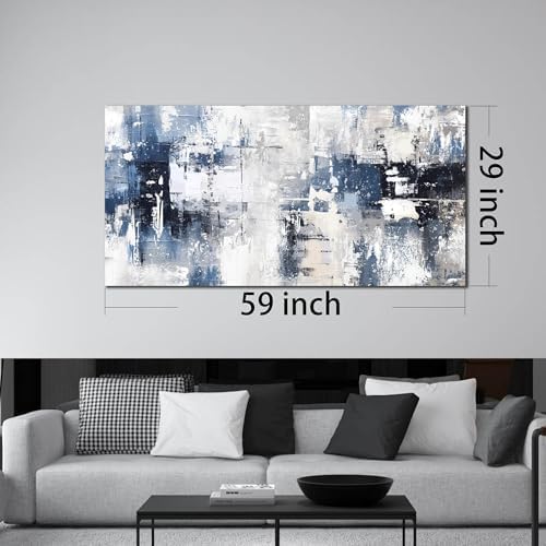 Prepeyssee White and Blue Abstract Canvas Wall Art - Image 5