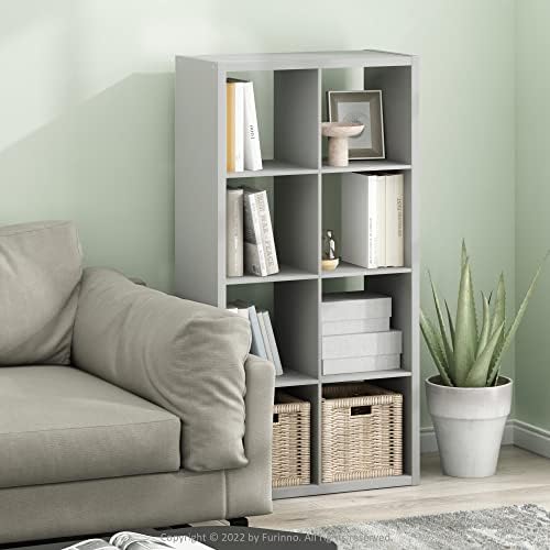 Furinno Cubicle Open Back Decorative Cube Storage Organizer, Light Grey - Image 2