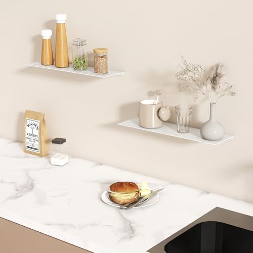 MKO 16" Floating Shelves for Wall, Metal Wall Mounted Shelf for Bathroom - Image 6