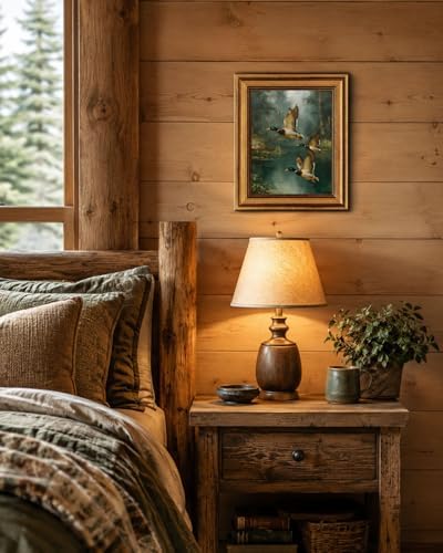 Gold Framed Wall Art, Vintage Mallard Duck Canvas Prints, Flying Ducks Rustic - Image 5