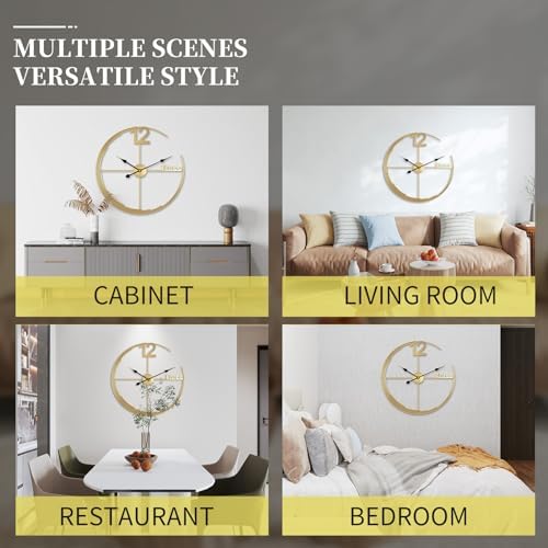 Large Wall Clock, Decorative Gold Modern Wall Clock Round Silent Non-Ticking - Image 6