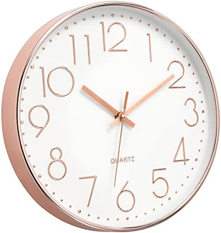 Foxtop 12" Modern Wall Clock Silent Battery Operated Rose Gold Clock by Foxtop