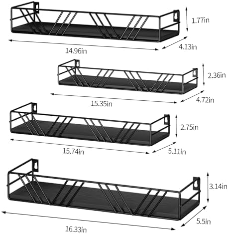 Amaoot Floating Shelves for Wall Set of 4, Wall Shelf Wood Floating Shelf - Image 3