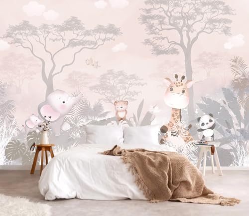 YQWDMX - Pink Safari Peel and Stick Wallpaper Jungle murals - Image 2