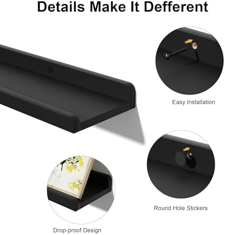 Love-KANKEI 48" Long Black Floating Shelves - Image 5